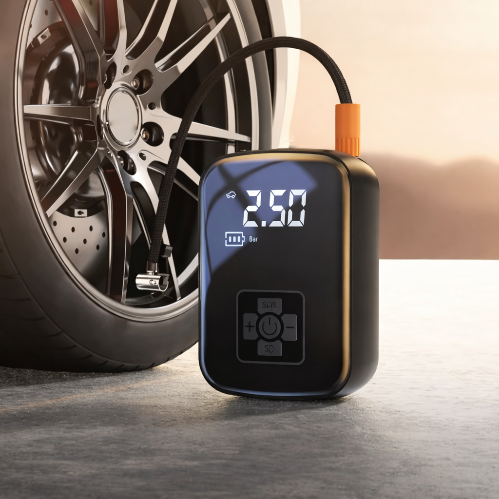 Inflador Eléctrico Portátil para Neumáticos de Motocicleta, Autos, Bicicleta y Balones